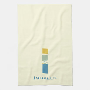 Moderne Abstracte Letter I Monogram Initiaal Theedoek