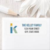 Moderne Abstracte letter K Monogram Initiaal Adres Etiket (Insitu)