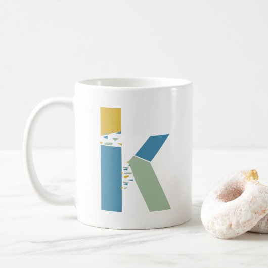 Moderne Abstracte letter K Monogram Initiaal Koffiemok (Met donut)