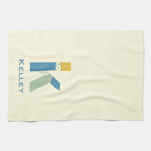 Moderne Abstracte letter K Monogram Initiaal Theedoek (Horizontaal)