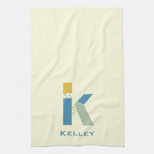 Moderne Abstracte letter K Monogram Initiaal Theedoek