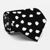 Moderne Abstracte Leuke Polka Dot Zwart-wit Stropdas (Opgerold)