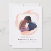 Moderne Abstracte lichte peach sparen de Datum Fot Save The Date (Voorkant)