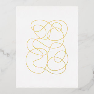 Moderne Abstracte lijn Trekking Gold Foil Briefkaa Folie Uitnodiging Briefkaart