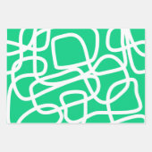 Moderne Abstracte lijnen Groene Witte Stomme Whims Inpakpapier Vel (Voorkant 3)
