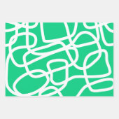 Moderne Abstracte lijnen Groene Witte Stomme Whims Inpakpapier Vel (Voorkant 2)