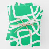 Moderne Abstracte lijnen Groene Witte Stomme Whims Inpakpapier Vel (In situ)