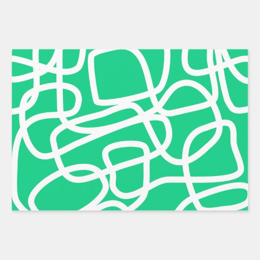 Moderne Abstracte lijnen Groene Witte Stomme Whims Inpakpapier Vel (Voorkant)