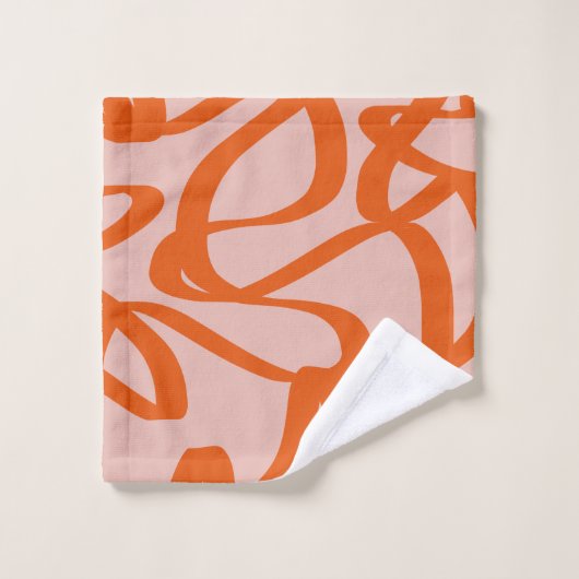 Moderne Abstracte lijnen, perzikkleurig en verbran Bad Handdoek (Wasdoekje)