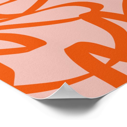 Moderne Abstracte lijnen, perzikkleurig en verbran Poster (Hoek)