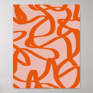 Moderne Abstracte lijnen, perzikkleurig en verbran Poster