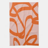 Moderne Abstracte lijnen, perzikkleurig en verbran Theedoek (Verticaal)