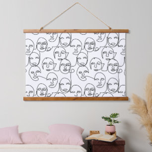 Moderne Abstracte lijnen tegenover doorlopende lij Hangend Wandkleed