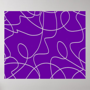 Moderne Abstracte Lijnkunst in Paars Poster