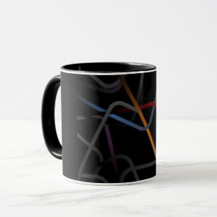 Moderne Abstracte Lijnkunst Zwarte Mok   Minimaal 