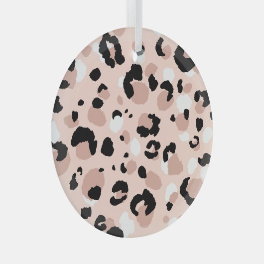 Moderne Abstracte luipaard Dierenprint Glas Ornament (Voorkant Rechts)
