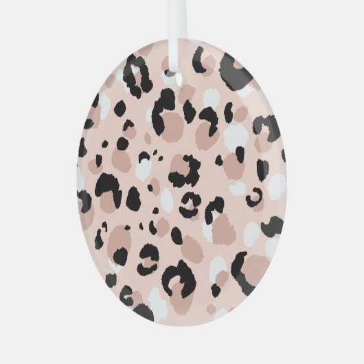 Moderne Abstracte luipaard Dierenprint Glas Ornament (Voorkant links)