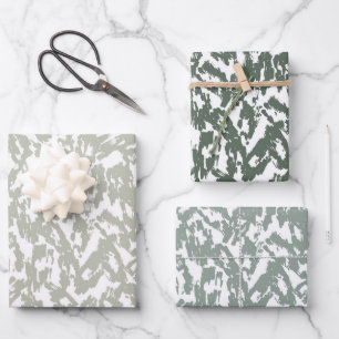 Moderne Abstracte luipaard print Sage Green Set Inpakpapier Vel