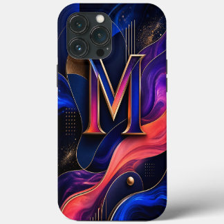 Moderne Abstracte M Initiële Hoes voor Telefoon, E iPhone 13 Pro Max Hoesje