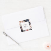 Moderne Abstracte marine & Blush Wedding Vierkante Sticker (Envelop)