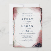 Moderne Abstracte marineblauw en bruinbruinbruin b Kaart (Voorkant)