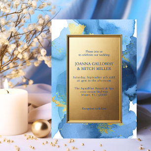 Moderne Abstracte marineblauw gouden Waterverf bru Kaart