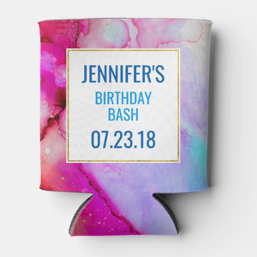 Moderne Abstracte marmer Waterverf ontwerp Blikjeskoeler (Voorkant)