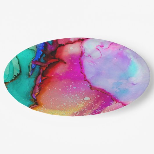 Moderne Abstracte marmer Waterverf ontwerp Papieren Bordje (Gekanteld)
