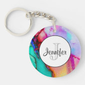 Moderne Abstracte marmer Waterverf ontwerp Sleutelhanger (Voorkant)