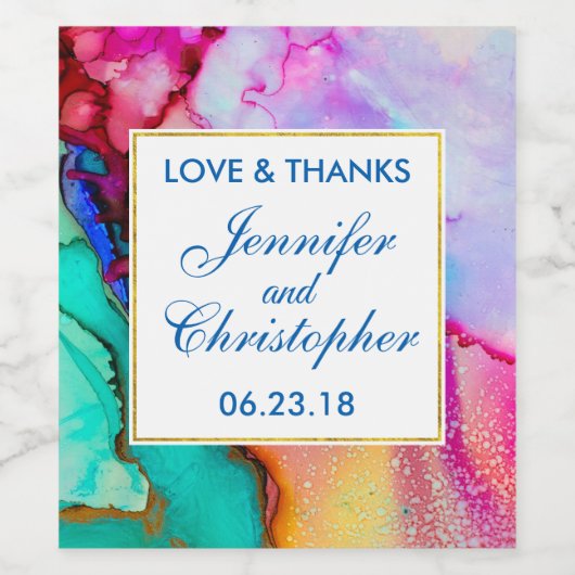 Moderne Abstracte marmer Waterverf ontwerp Wijn Etiket (Enkel label)