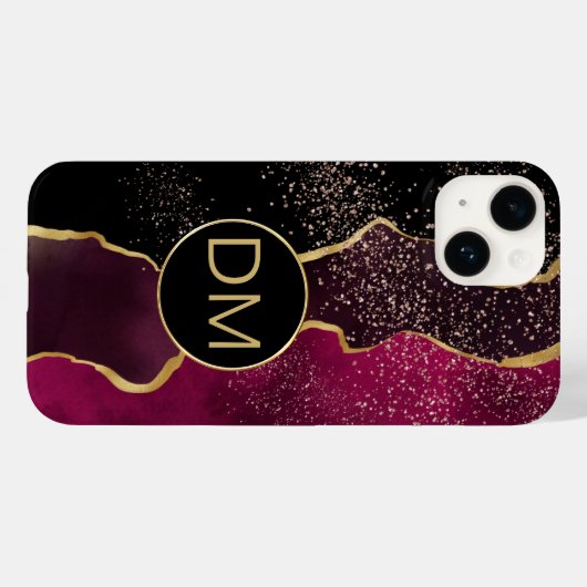 Moderne Abstracte maroon Gold Monogram Case-Mate iPhone Case (Achterkant (horizontaal))
