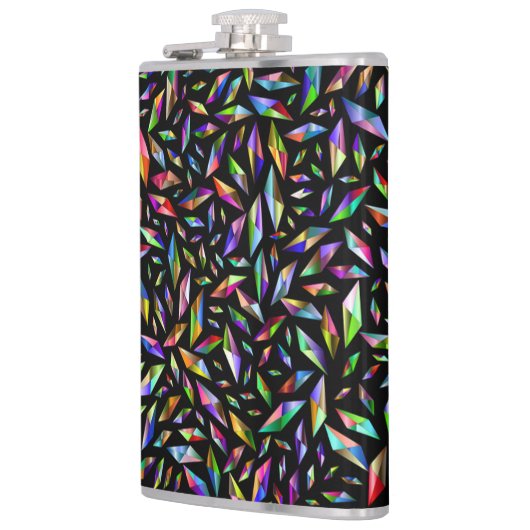 Moderne abstracte, meerkleurige diamanten op zwart heupfles (Links)