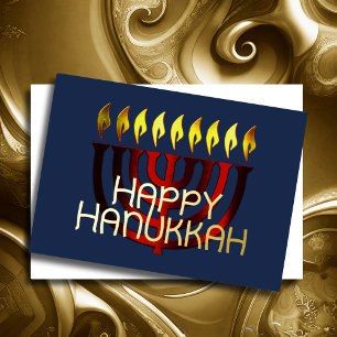 Moderne Abstracte Menorah rood Folie Feestdagenkaart
