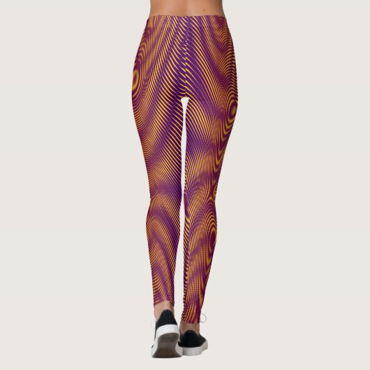 Moderne Abstracte Moiré Effect Paars Gold Fun Cool Leggings (Achterkant)