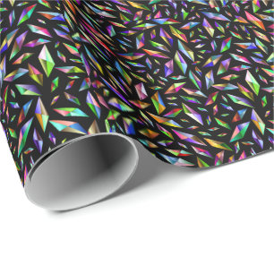 Moderne abstracte multikleurige diamanten op zwart cadeaupapier