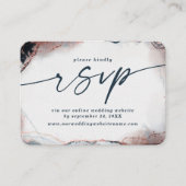 Moderne Abstracte Navy Blue Wedding Website RSVP Informatiekaartje (Voorkant)