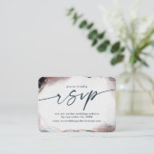 Moderne Abstracte Navy Blue Wedding Website RSVP Informatiekaartje (Staand voorkant)