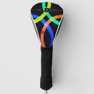 Moderne Abstracte Neon en zwarte monogram Golfheadcover