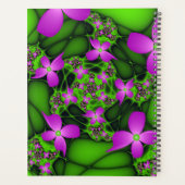 Moderne Abstracte Neon Pink Green Art Flowers Naam Planner (Achterkant)