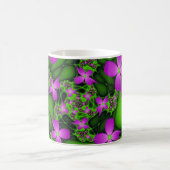 Moderne Abstracte Neon Pink Green Fractal Flowers Koffiemok (Center)