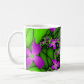 Moderne Abstracte Neon Pink Green Fractal Flowers Koffiemok (Links)