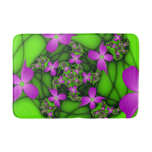 Moderne Abstracte Neon Roze Groene Fractale Bloeme Badmat