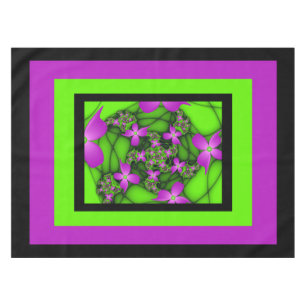 Moderne Abstracte Neon Roze Groene Fractale Bloeme Tafelkleed