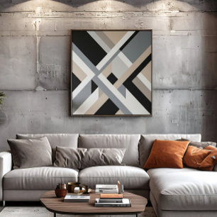 Moderne Abstracte Neutrale 3D-Lagen Canvas Afdruk