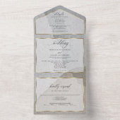 Moderne Abstracte neutrale kleuren All In One Uitnodiging (Binnen)