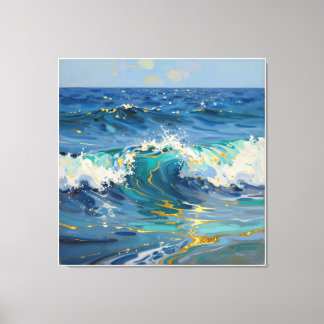 Moderne Abstracte Oceaan- en Teal Kust Canvas - Ar Afdruk