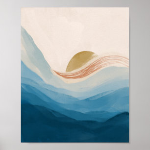 Moderne Abstracte oceaan en zonsopgang, rustige kl Poster