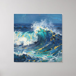 Moderne Abstracte Oceaan -Groenblauwe Kust Canvas- Canvas Afdruk