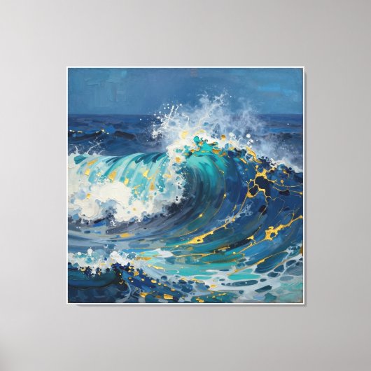 Moderne Abstracte Oceaan -Groenblauwe Kust Canvas- Canvas Afdruk (Voorkant)