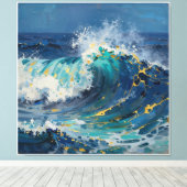 Moderne Abstracte Oceaan -Groenblauwe Kust Canvas- Canvas Afdruk (Insitu (Houten vloer))
